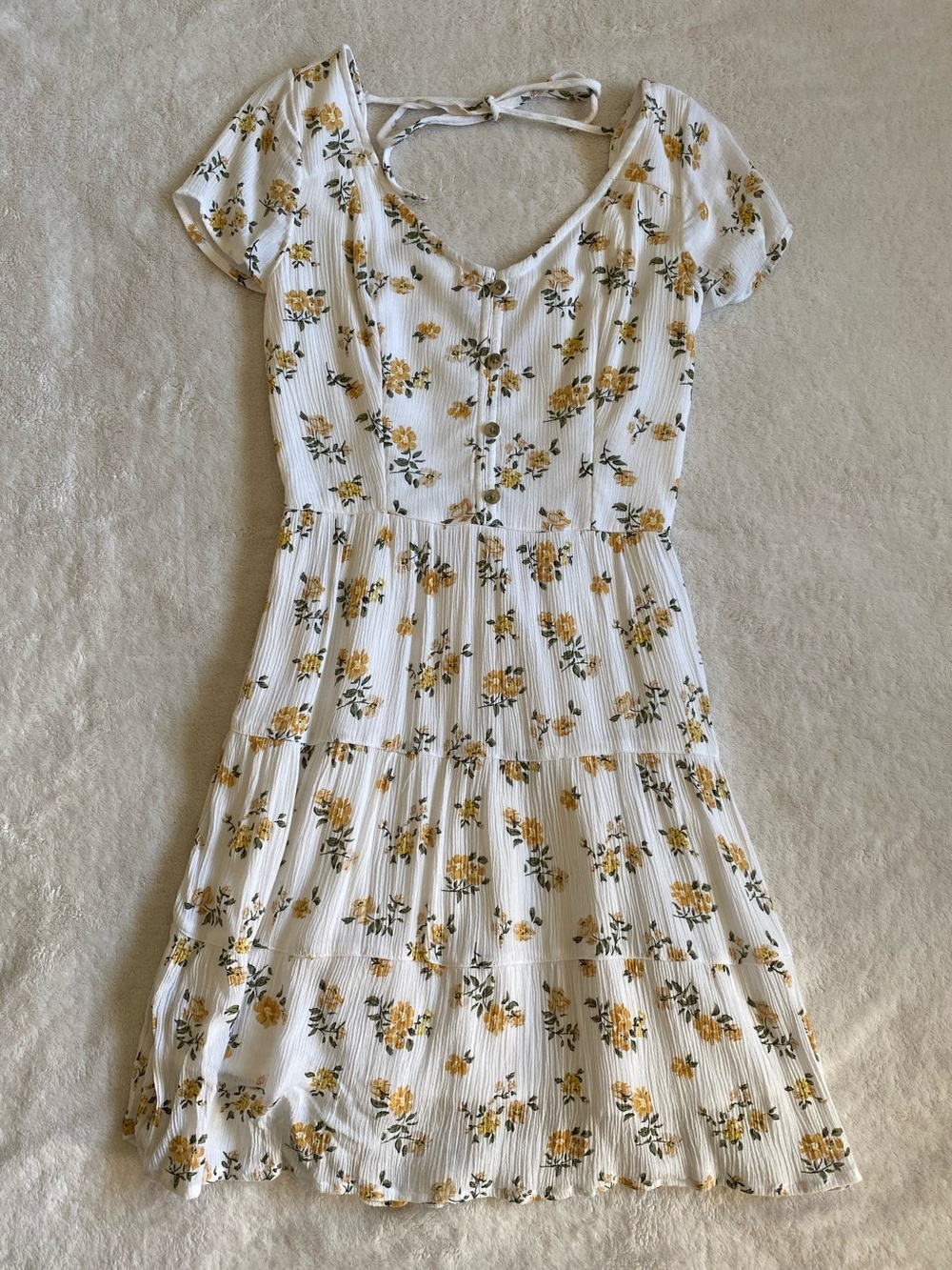Hollister White And Yellow Floral Summer Dress